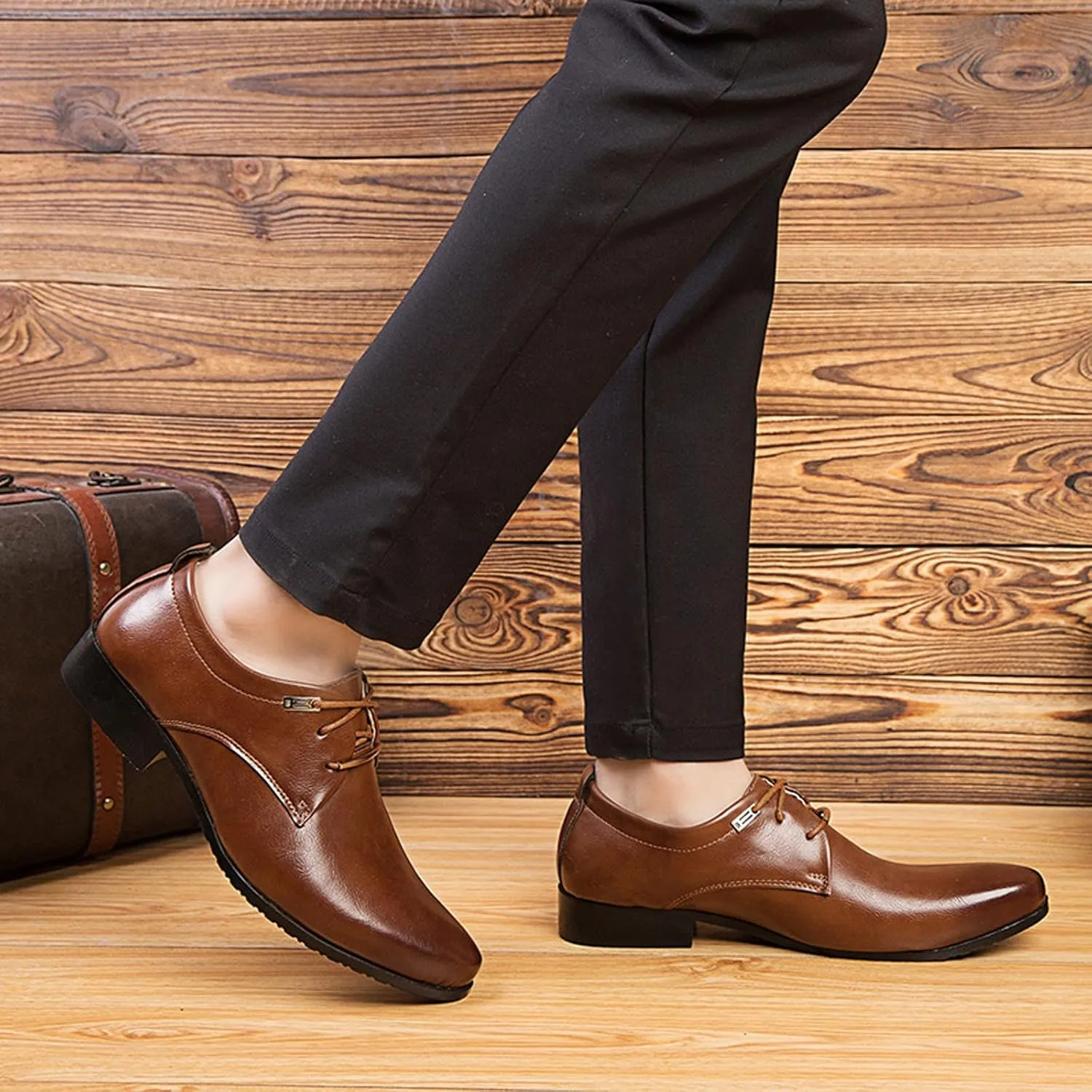 Men's Dress Shoes Loafers Black Fashion Style Men's Breathable Comfortable Business Lace Up Work Leisure Solid Color Leather Shoes Suede Dress Shoes