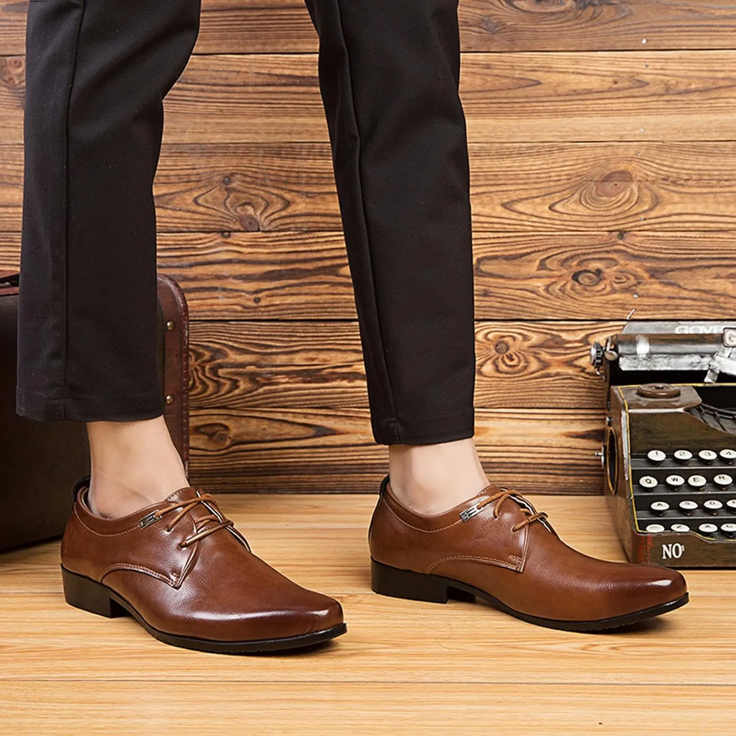 Men's Dress Shoes Loafers Black Fashion Style Men's Breathable Comfortable Business Lace Up Work Leisure Solid Color Leather Shoes Suede Dress Shoes