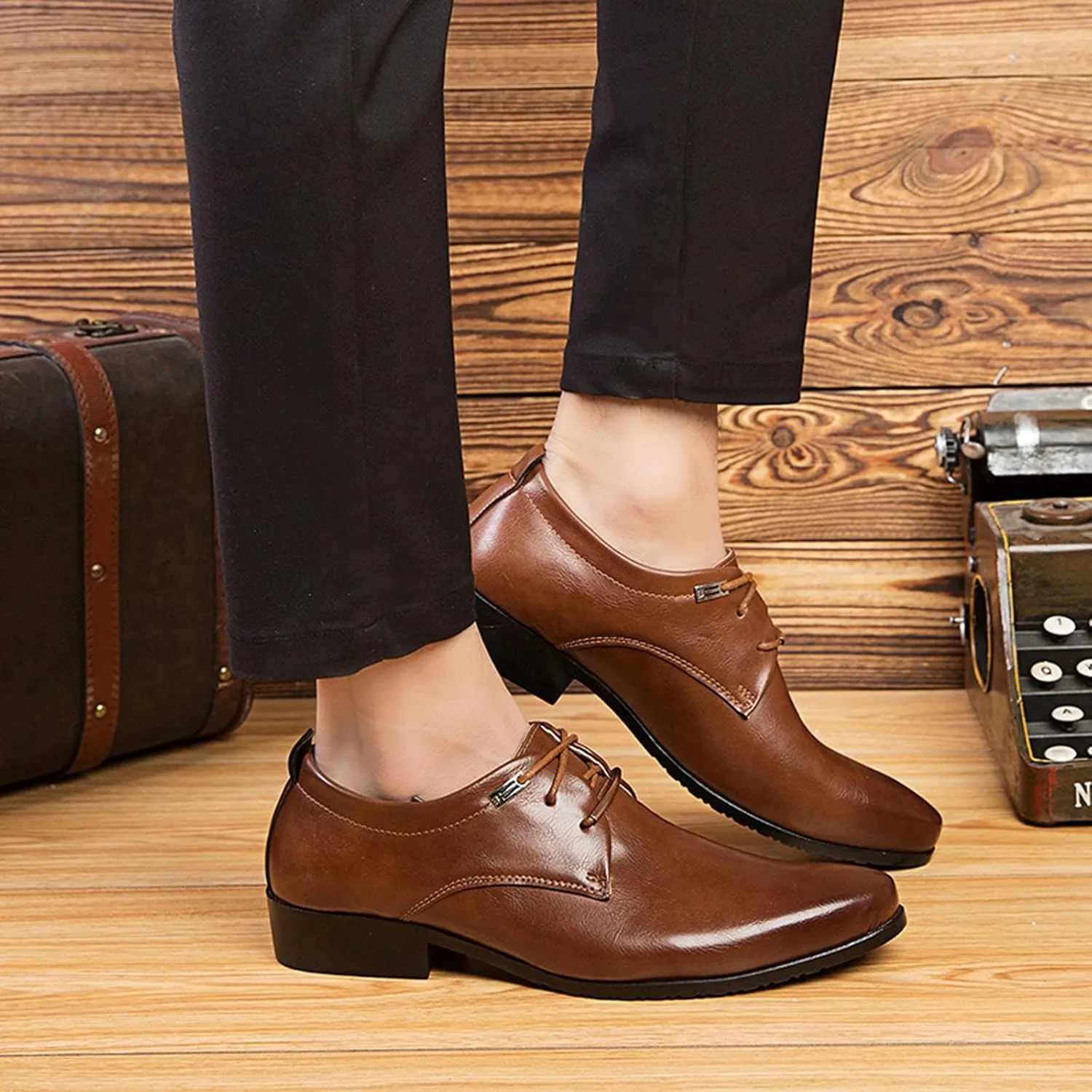 Men's Dress Shoes Loafers Black Fashion Style Men's Breathable Comfortable Business Lace Up Work Leisure Solid Color Leather Shoes Suede Dress Shoes