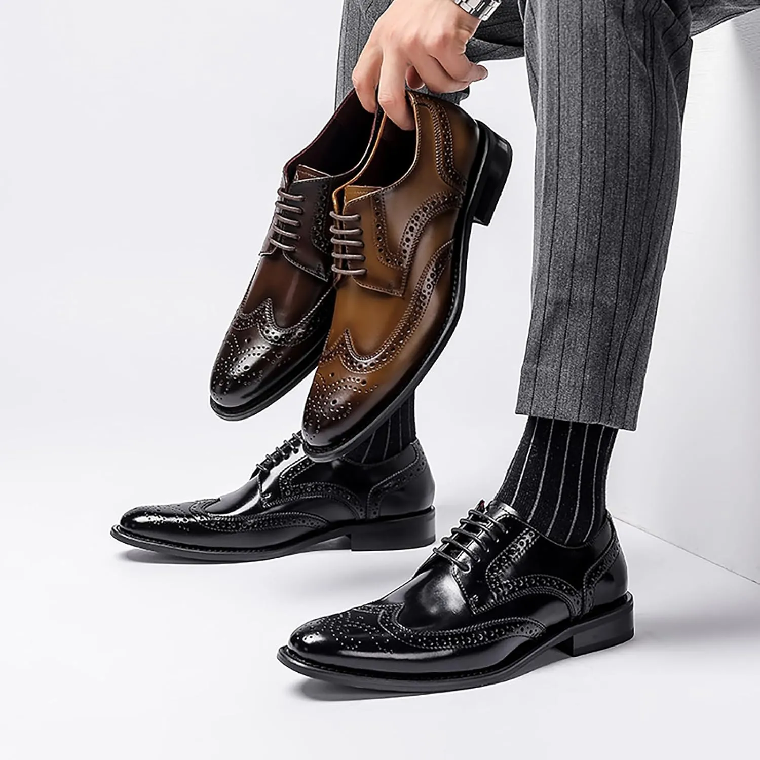 Mens Dress Shoes Oxfords Casual Retro Classic Comfortable Formal Derby Business Dress Shoes for Men