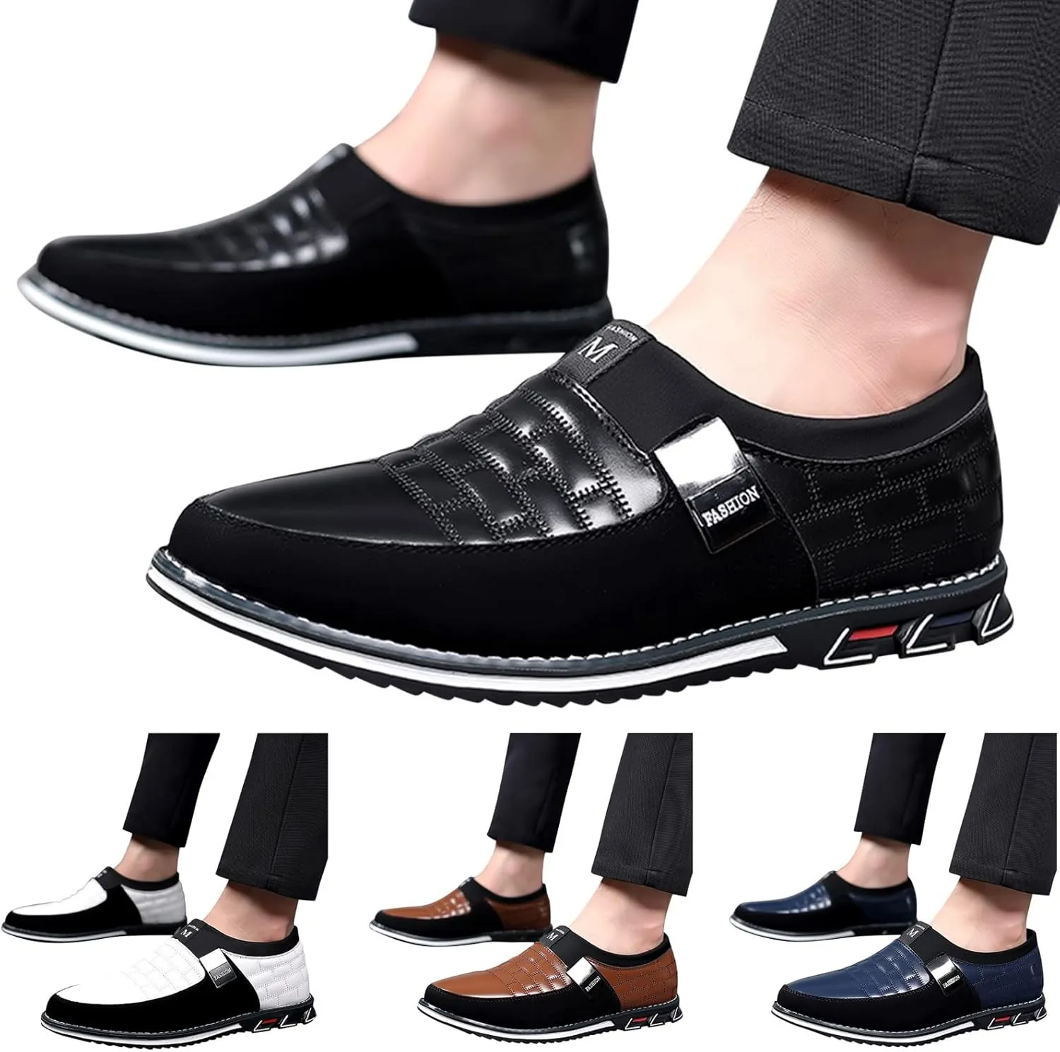Men's Dress Shoes Size 13 Wide Fashion Style Men's Breathable Comfortable Business Slip On Work Leisure Mens Dress Shoes