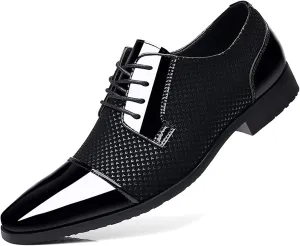Men's Formal Shoes Casual Lace-ups Breathable Patent Leather Brogues Business Wedding Comfortable Dress Shoes