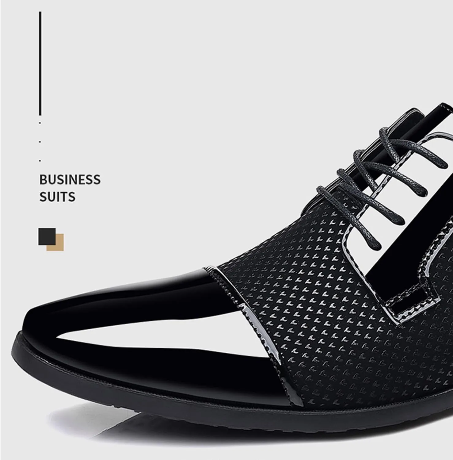 Men's Formal Shoes Casual Lace-ups Breathable Patent Leather Brogues Business Wedding Comfortable Dress Shoes