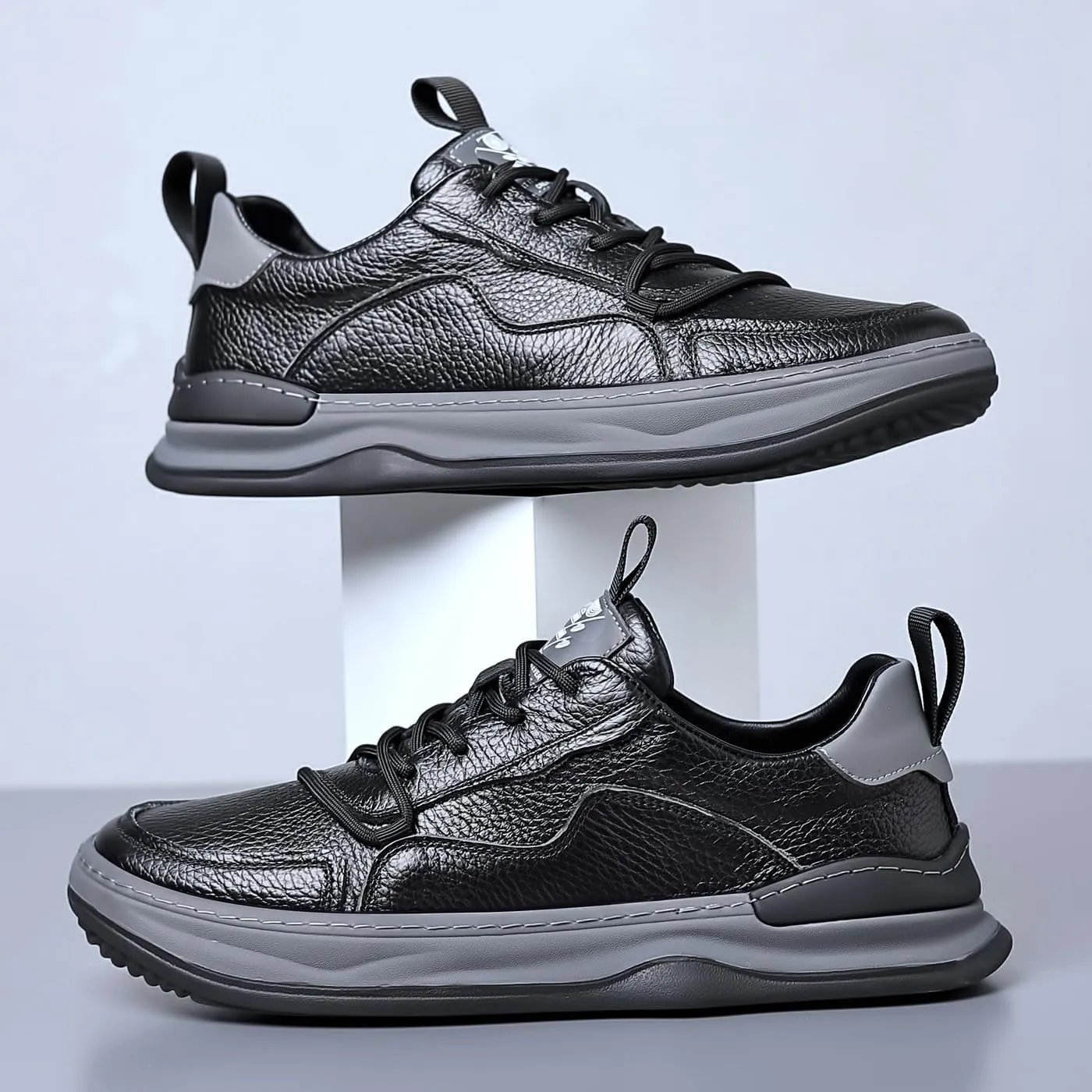 Men's Genuine Leather Lace Up Fashion Loafers Sneakers Casual Walking Driving Shoes
