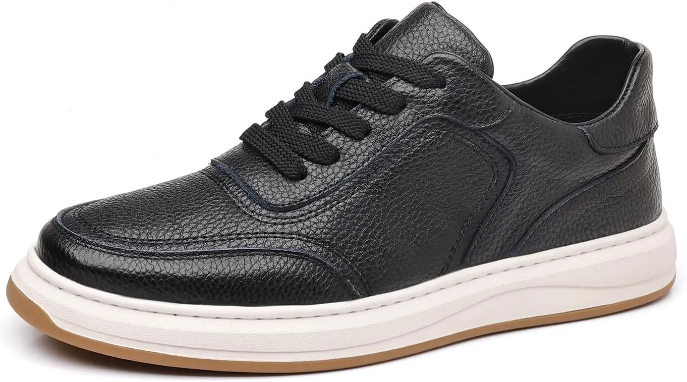 Men's Genuine Leather Lace Up Fashion Loafers Sneakers Casual Walking Driving Shoes