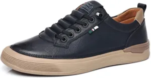 Men's Genuine Leather Lace Up Fashion Loafers Sneakers Casual Walking Driving Shoes