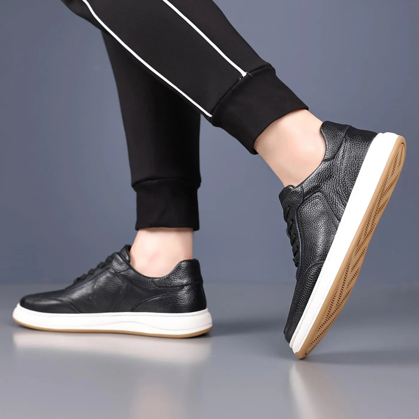 Men's Genuine Leather Lace Up Fashion Loafers Sneakers Casual Walking Driving Shoes