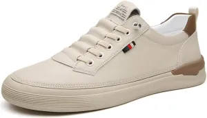 Men's Genuine Leather Lace Up Fashion Loafers Sneakers Casual Walking Driving Shoes