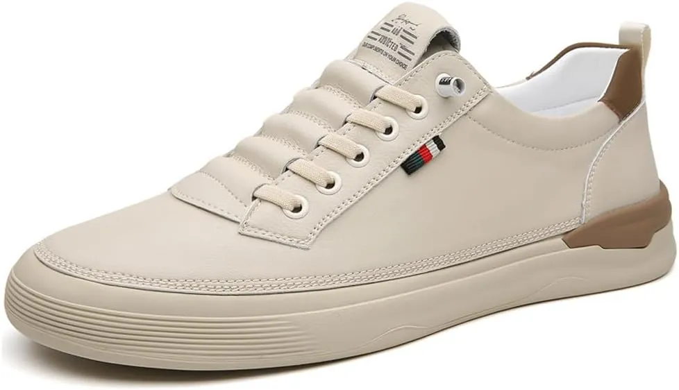 Men's Genuine Leather Lace Up Fashion Loafers Sneakers Casual Walking Driving Shoes