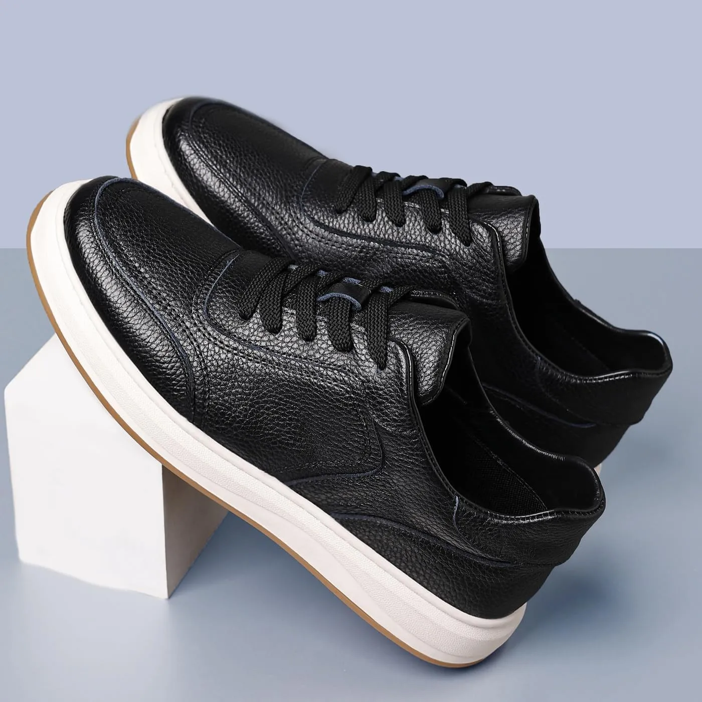 Men's Genuine Leather Lace Up Fashion Loafers Sneakers Casual Walking Driving Shoes