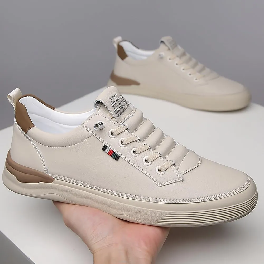 Men's Genuine Leather Lace Up Fashion Loafers Sneakers Casual Walking Driving Shoes