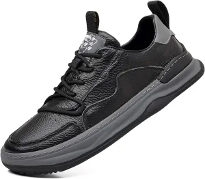 Men's Genuine Leather Lace Up Fashion Loafers Sneakers Casual Walking Driving Shoes