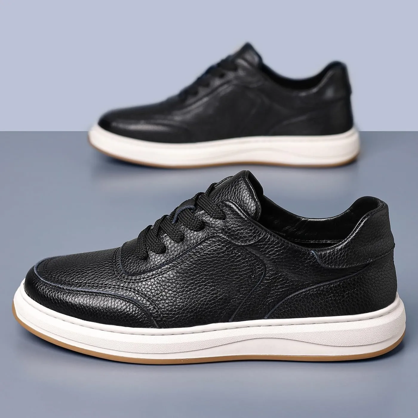 Men's Genuine Leather Lace Up Fashion Loafers Sneakers Casual Walking Driving Shoes