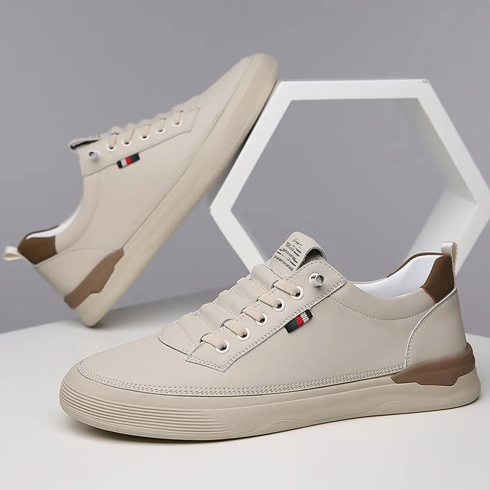 Men's Genuine Leather Lace Up Fashion Loafers Sneakers Casual Walking Driving Shoes