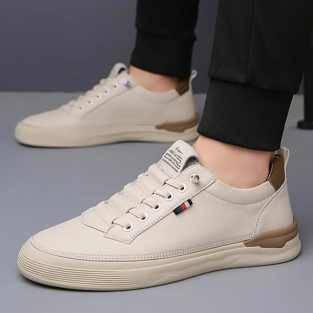 Men's Genuine Leather Lace Up Fashion Loafers Sneakers Casual Walking Driving Shoes