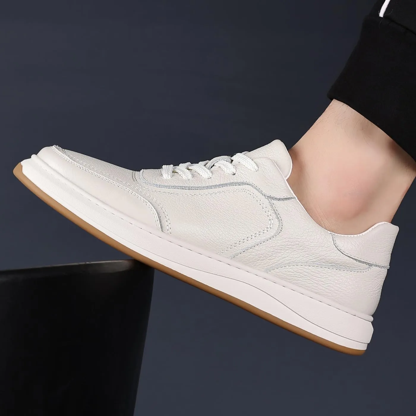 Men's Genuine Leather Lace Up Fashion Loafers Sneakers Casual Walking Driving Shoes