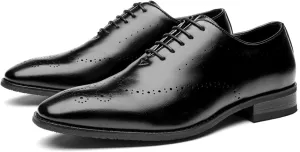 Men's Lace-Up Shoes, Brogue Carving Leather Shoes Business Casual Dress Shoes Oxfords Low Top Gentleman Office Work Wedding Shoes Comfortable Breathable Mens Shoes,39 EU,Black