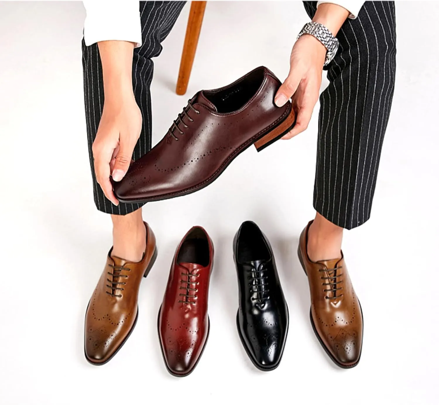 Men's Lace-Up Shoes, Brogue Carving Leather Shoes Business Casual Dress Shoes Oxfords Low Top Gentleman Office Work Wedding Shoes Comfortable Breathable Mens Shoes,39 EU,Black