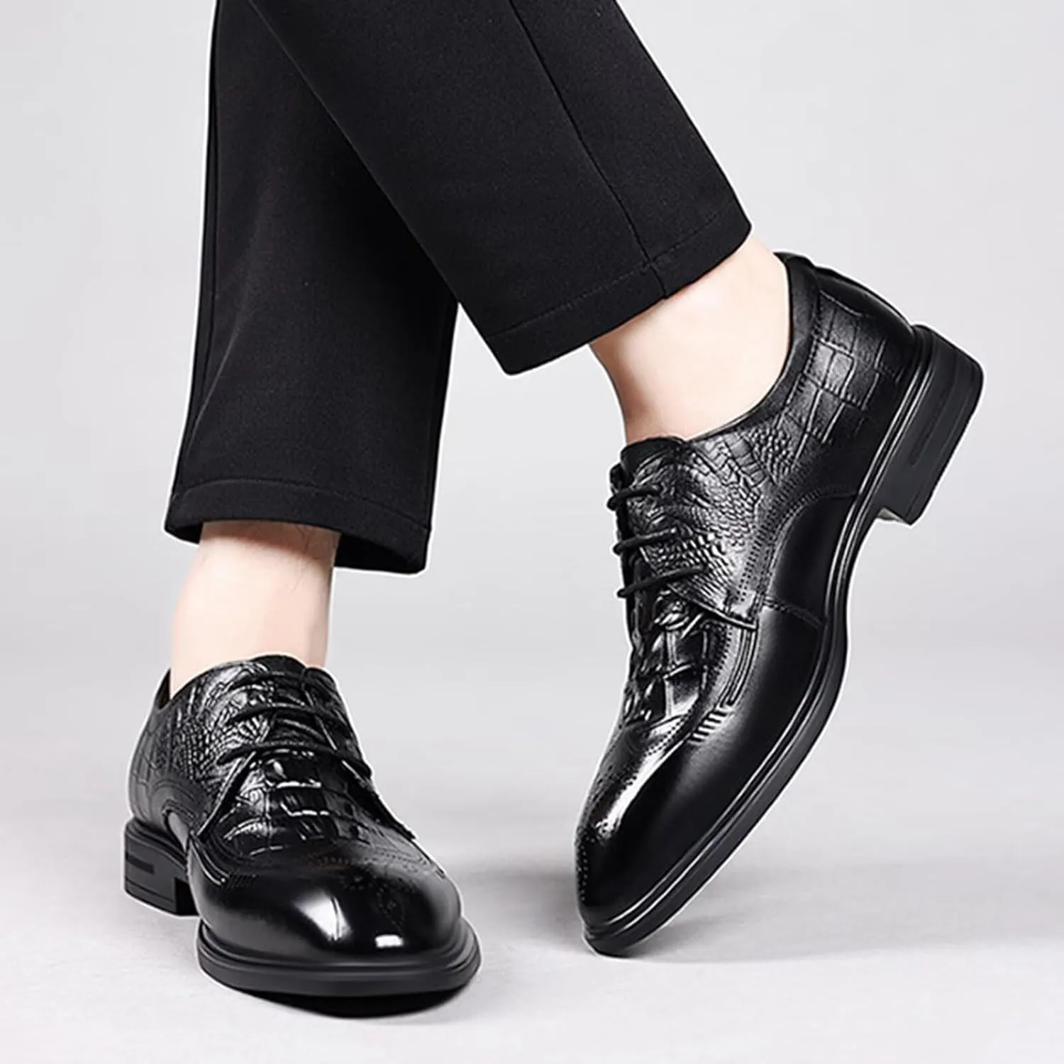 Men's Leather Dress Shoes Stylish Formal Business Shoe for Men Driving Shoes