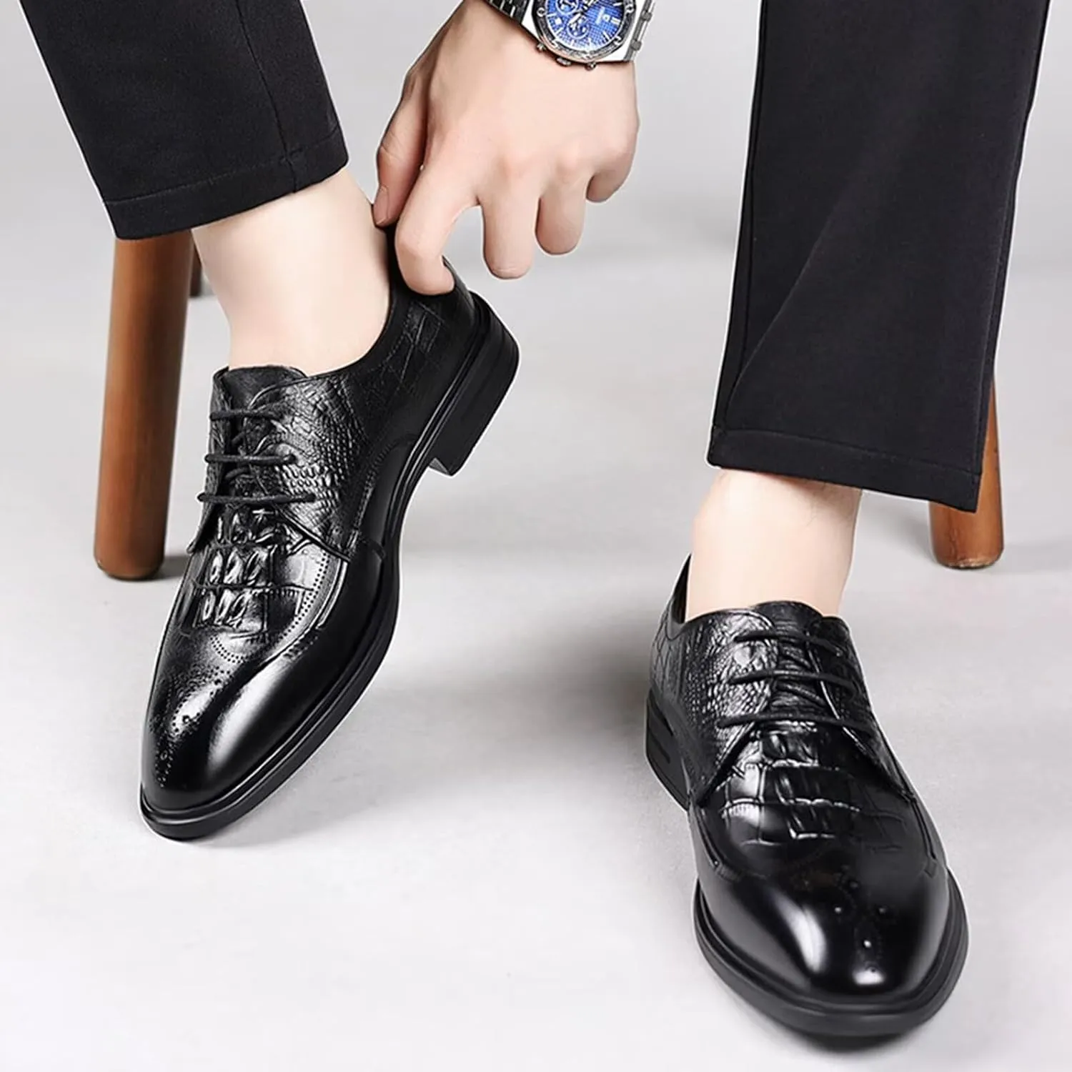 Men's Leather Dress Shoes Stylish Formal Business Shoe for Men Driving Shoes
