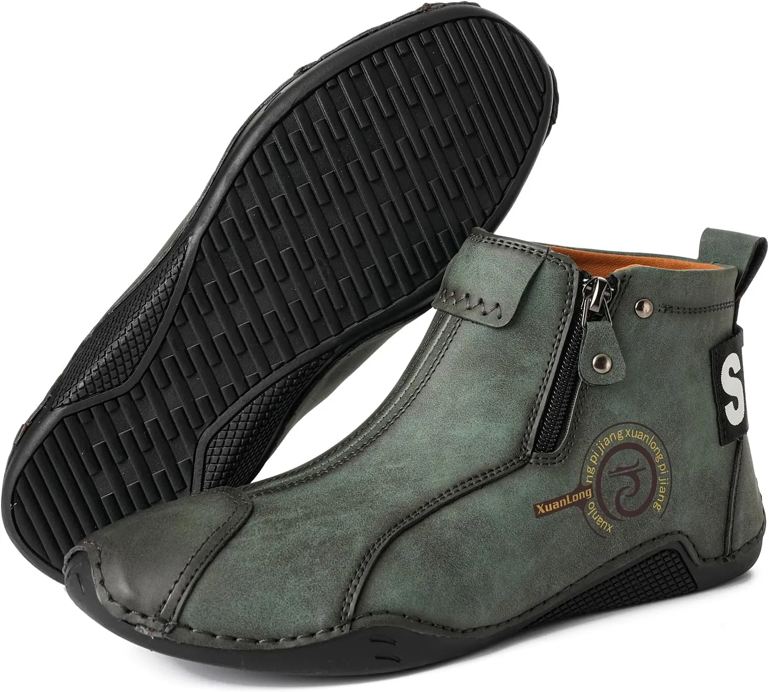 Men's Leather Fashion Sneakers Ankle Chukka Boots Slip On Lightweight Loafers Walking Driving Shoes