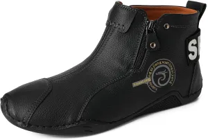 Men's Leather Fashion Sneakers Ankle Chukka Boots Slip On Lightweight Loafers Walking Driving Shoes