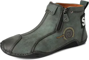 Men's Leather Fashion Sneakers Ankle Chukka Boots Slip On Lightweight Loafers Walking Driving Shoes