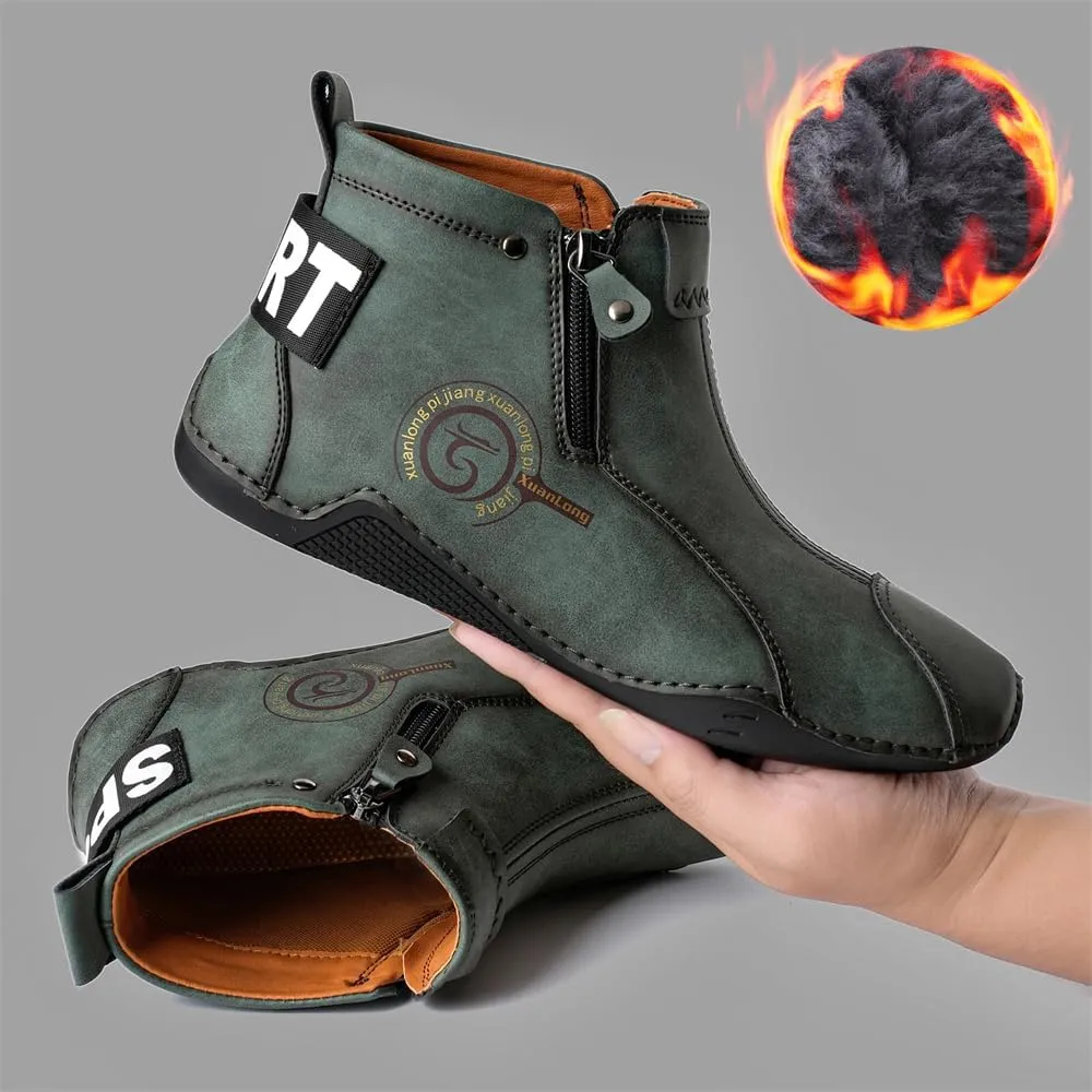 Men's Leather Fashion Sneakers Ankle Chukka Boots Slip On Lightweight Loafers Walking Driving Shoes