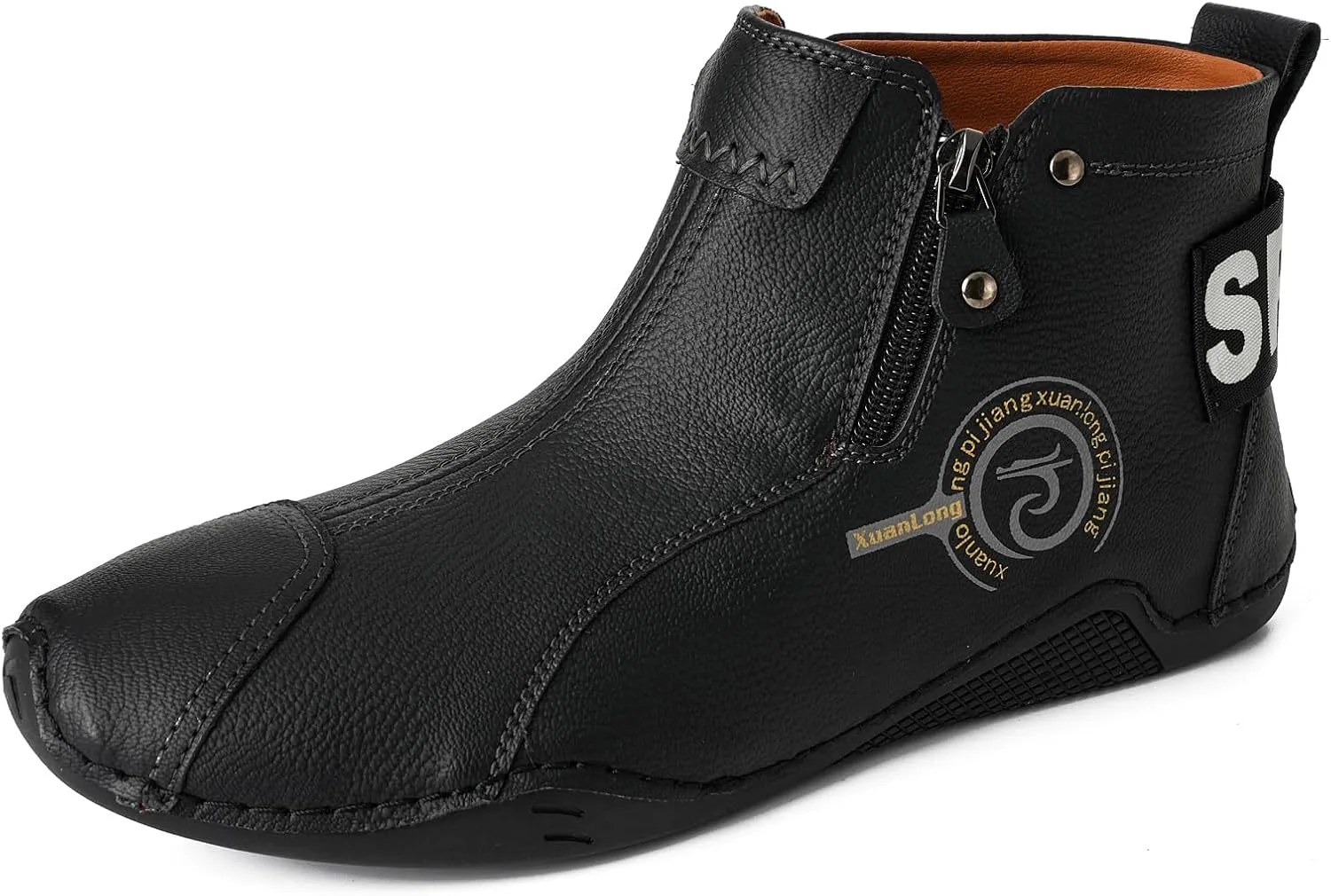 Men's Leather Fashion Sneakers Ankle Chukka Boots Slip On Lightweight Loafers Walking Driving Shoes