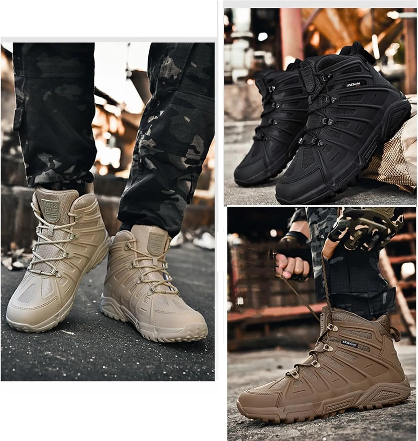 Men's Military Tactical Combat Boots, Mens Non Slip Plus Size Lace Up Breathable High Top Combat Boots, Outdoor Army Hunting Jungle Hiking Boots, for Hiking, Army Training