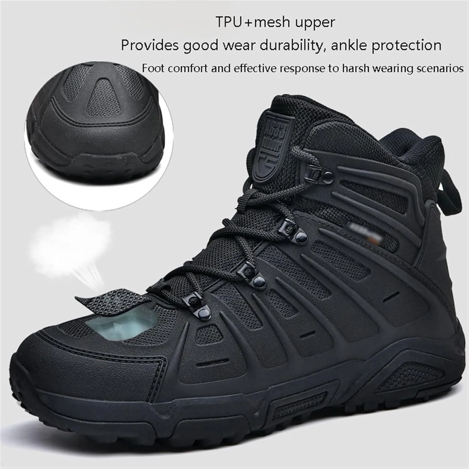 Men's Military Tactical Combat Boots, Mens Non Slip Plus Size Lace Up Breathable High Top Combat Boots, Outdoor Army Hunting Jungle Hiking Boots, for Hiking, Army Training