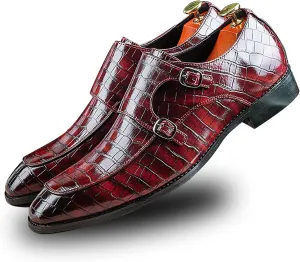 Men's Monk Strap Slip-On Loafers Premium PU Leather Oxford Dress Shoes Comfortable Business Casual Footwear Formal & Office Wear