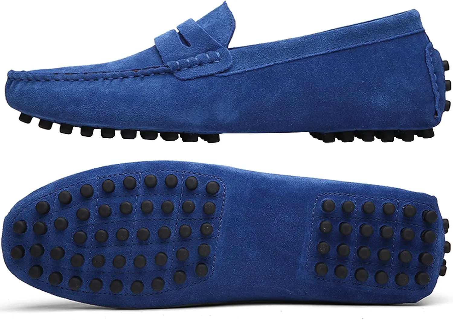 Men's Penny Loafers Moccasin Suede Leather Slip On Casual Dress Driving Shoes