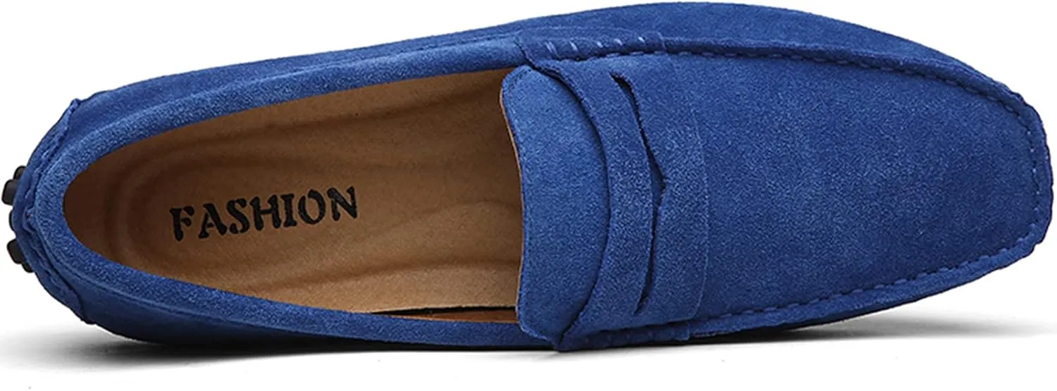 Men's Penny Loafers Moccasin Suede Leather Slip On Casual Dress Driving Shoes