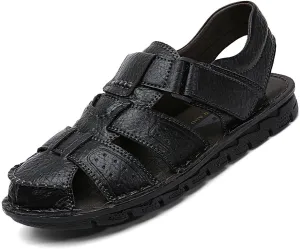 Men's Summer Handmade Leather Sandal Sport Sandals Closed Toe Outdoor Beach Shoes