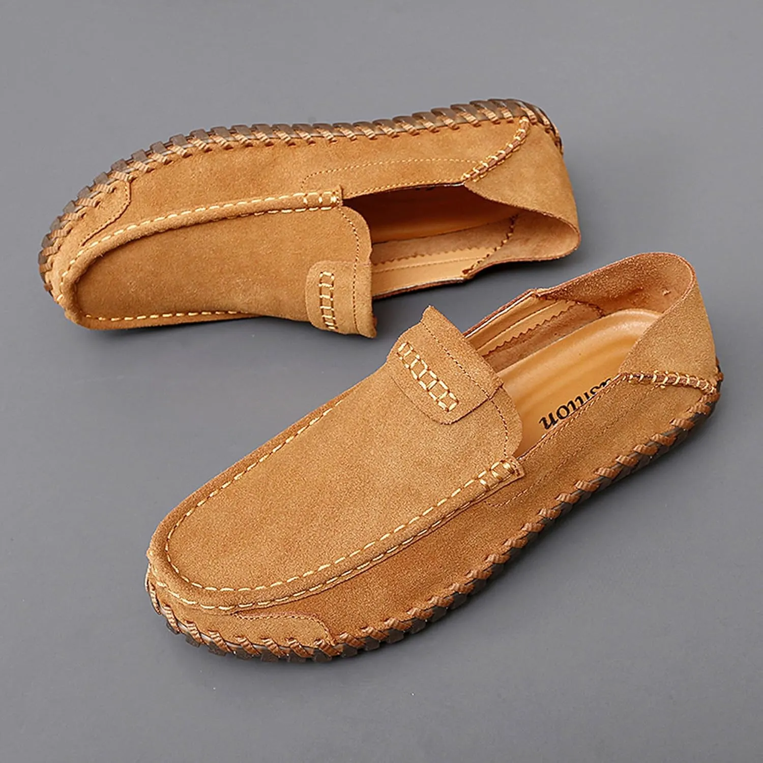 Men's Summer Soft Suede Loafers Penny Shoes Flat Comfortable Driving Shoes Anti Slip Boat Shoes Outdoor Casual Shoes for Men