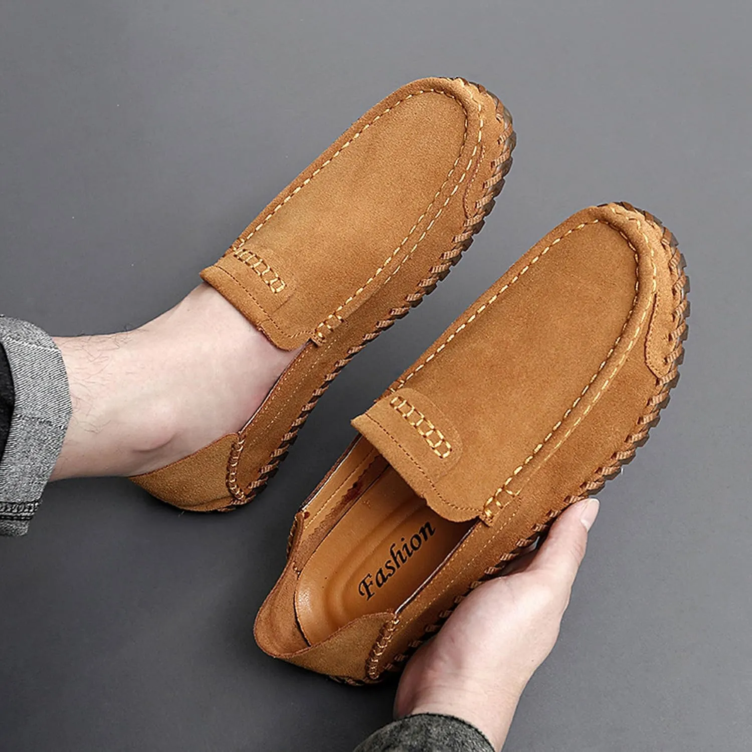 Men's Summer Soft Suede Loafers Penny Shoes Flat Comfortable Driving Shoes Anti Slip Boat Shoes Outdoor Casual Shoes for Men