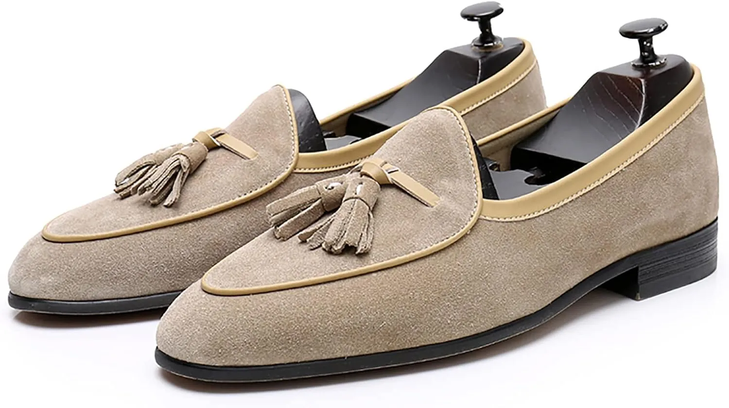 Men's Tassel Slip-on Loafers Casual Leather Shoes for Men Slip On Leather Driving Shoes Comfortable Shoes Business Dress Formal Shoes,Beige,8US/41EU