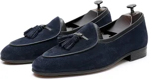 Men's Tassel Slip-on Loafers Casual Leather Shoes for Men Slip On Leather Driving Shoes Comfortable Shoes Business Dress Formal Shoes,Blue,6.5US/38EU