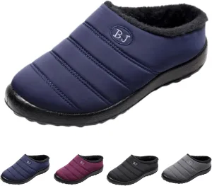 Mens Winter Boots Waterproof Snow Shoes, Unisex Hiking Footwear Slip-On Ankle Booties, High Top Womens Warm Slippers with Fuzzy Plush Lining Non-Slip Fur Lined Outdoor Sneakers