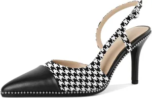 Mettesally Slingback Pumps 3 Inches Stilettos Sexy Evening Heels for Women Beaded