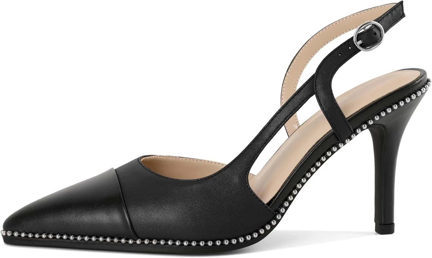 Mettesally Slingback Pumps 3 Inches Stilettos Sexy Evening Heels for Women Beaded