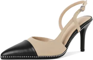 Mettesally Slingback Pumps 3 Inches Stilettos Sexy Evening Heels for Women Beaded