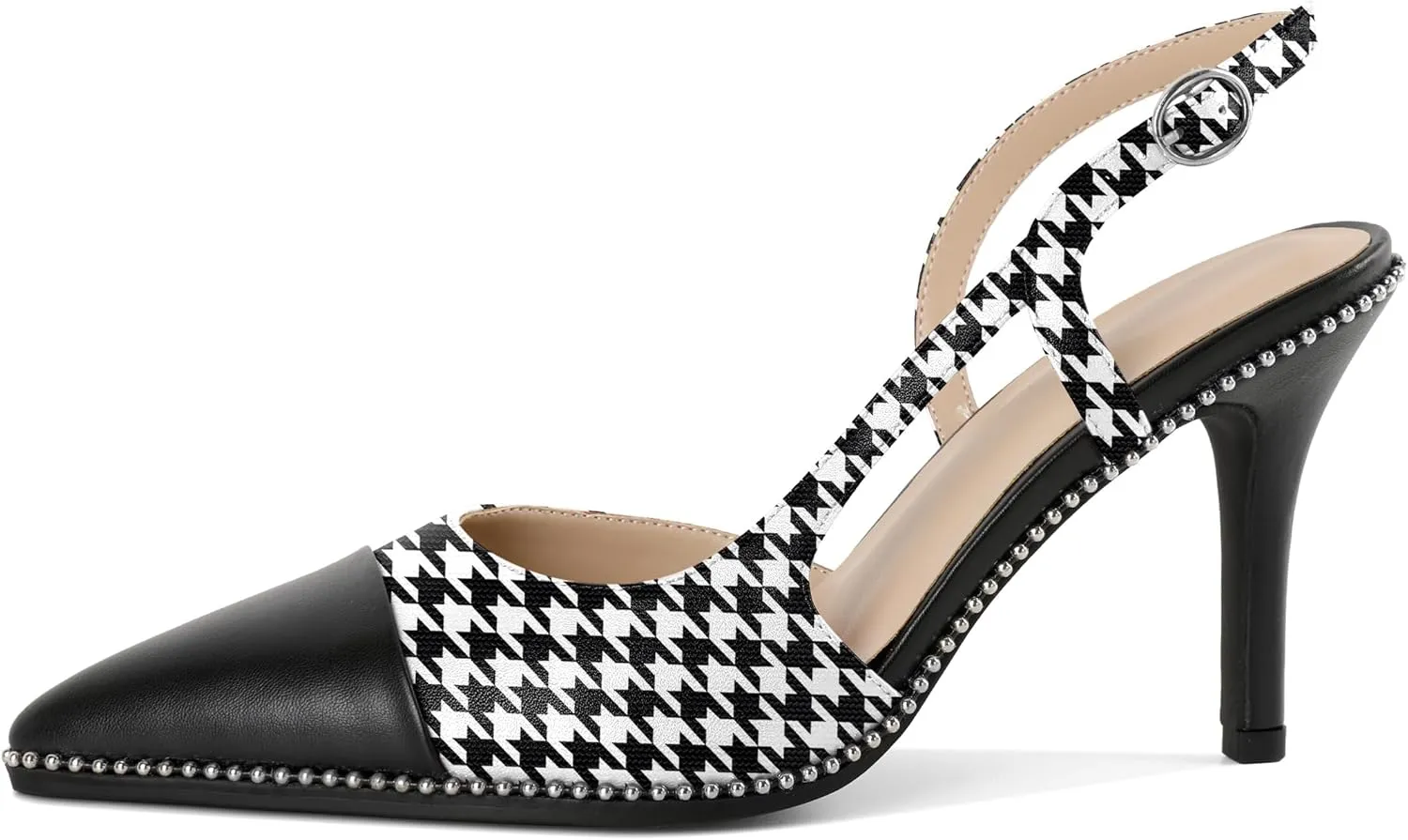 Mettesally Slingback Pumps 3 Inches Stilettos Sexy Evening Heels for Women Beaded