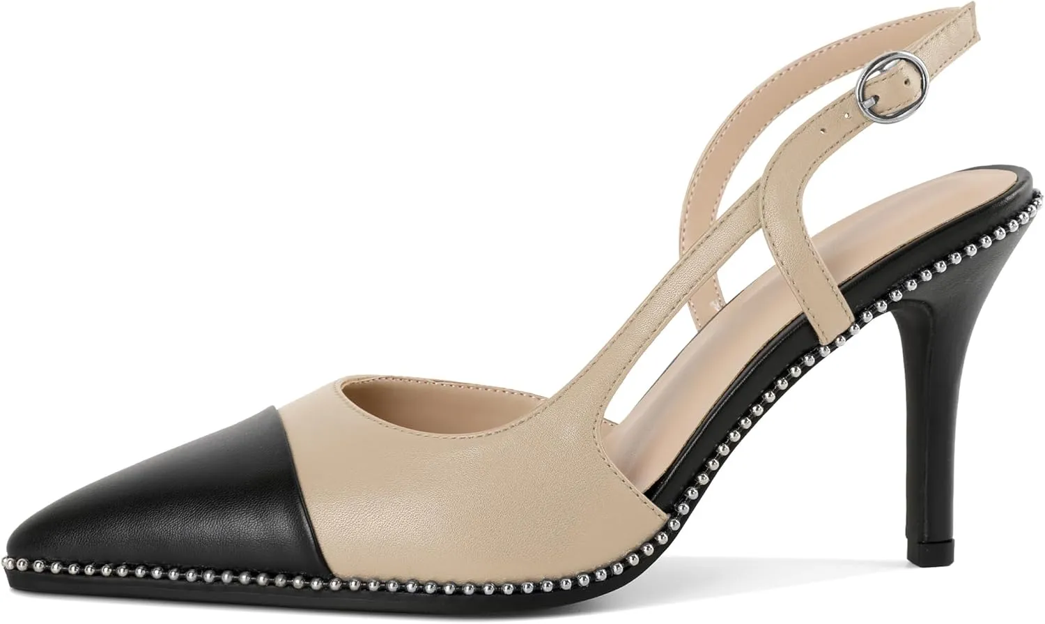 Mettesally Slingback Pumps 3 Inches Stilettos Sexy Evening Heels for Women Beaded
