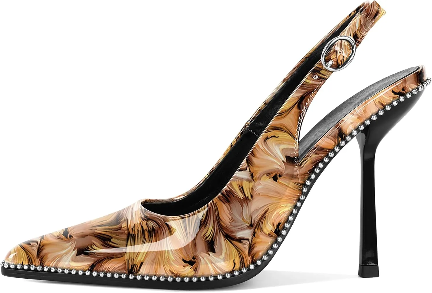 Mettesally Slingback Pumps 4 Inches Stilettos Sexy Evening Heels for Women Beaded