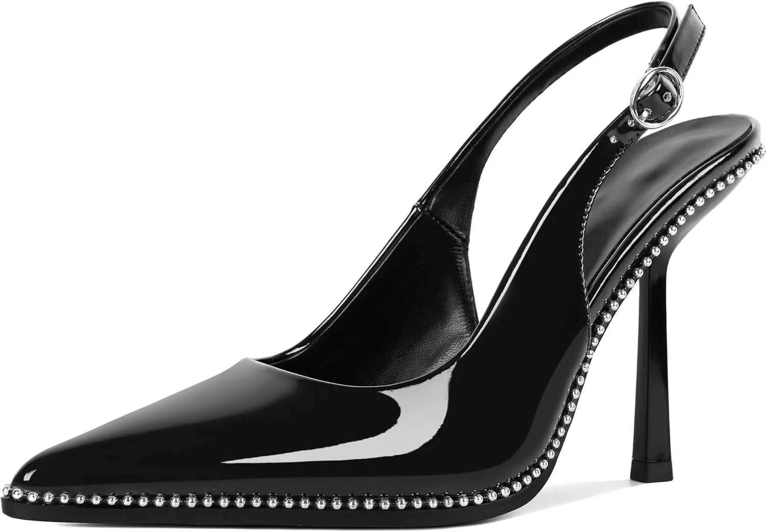 Mettesally Slingback Pumps 4 Inches Stilettos Sexy Evening Heels for Women Beaded