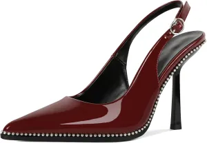 Mettesally Slingback Pumps 4 Inches Stilettos Sexy Evening Heels for Women Beaded