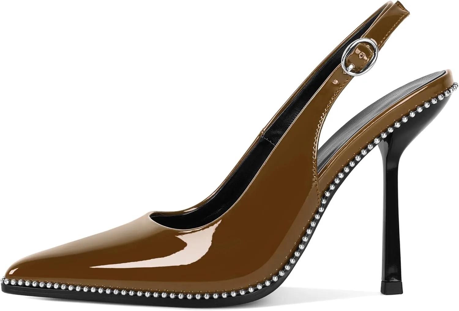Mettesally Slingback Pumps 4 Inches Stilettos Sexy Evening Heels for Women Beaded