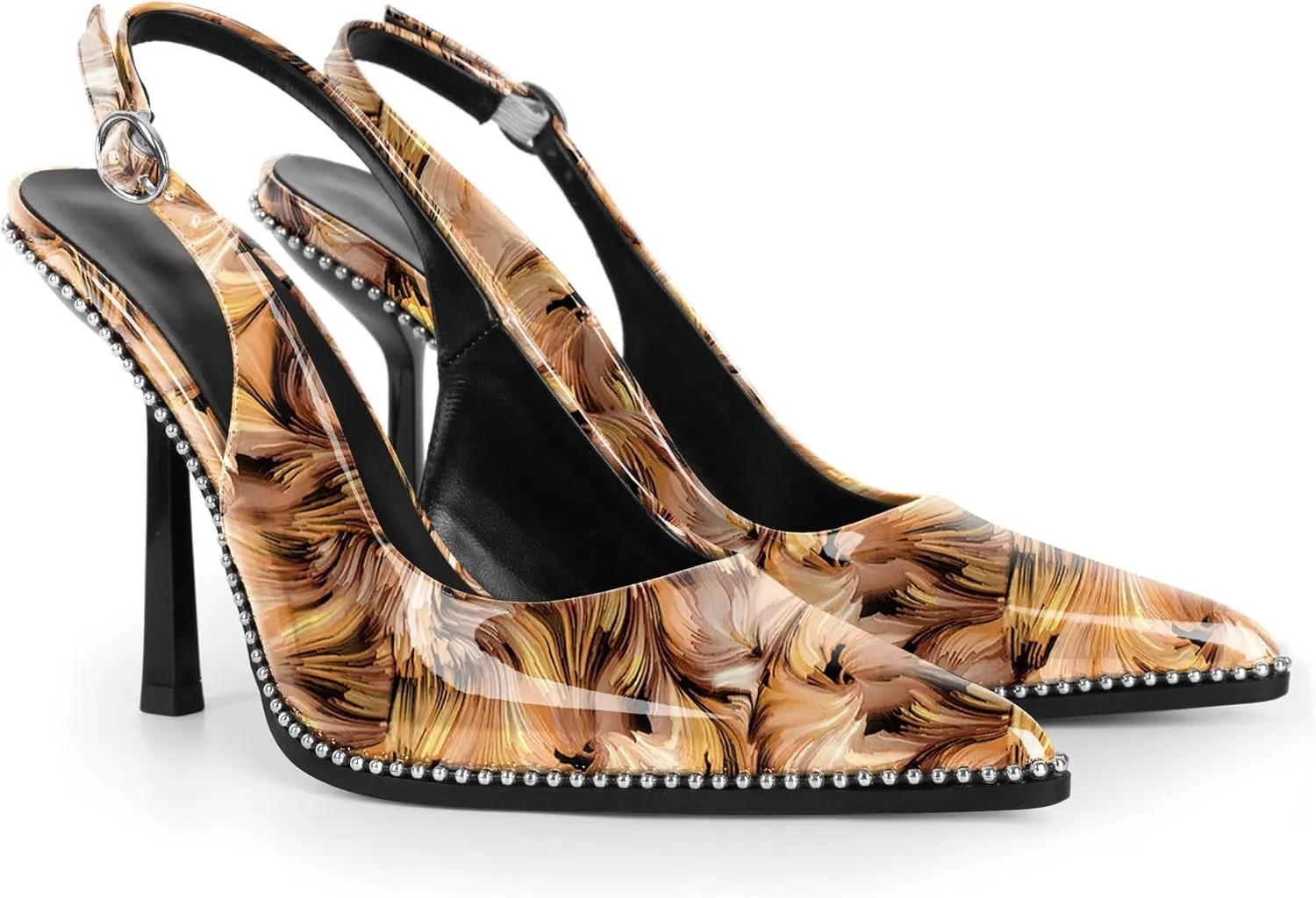 Mettesally Slingback Pumps 4 Inches Stilettos Sexy Evening Heels for Women Beaded